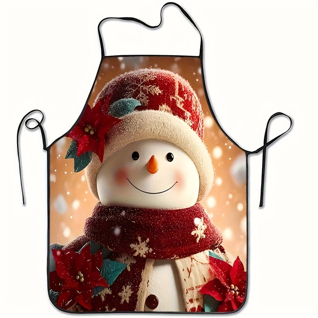 1pc, Christmas Apron - Sleeveless Polyester Kitchen Apron for Cooking, Baking, Cleaning, Grilling, and Outdoor Parties - Unisex Holiday Gift, Christma