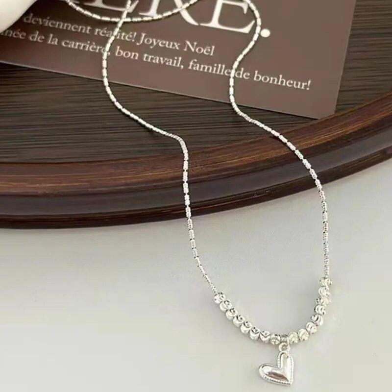 ANENJERY Ожерелье-цепочка с бусинами в виде сердца для женщин, новинка 2023 года, трендовая цепочка на ключицы, очаровательные ювелирные изделия, подарки