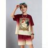 Summer Men's Set Anime Cartoon Chicken Printed Men's T-shirt and Shorts 2 Piece Set Summer Casual Outdoor Men's and Women's Outfit