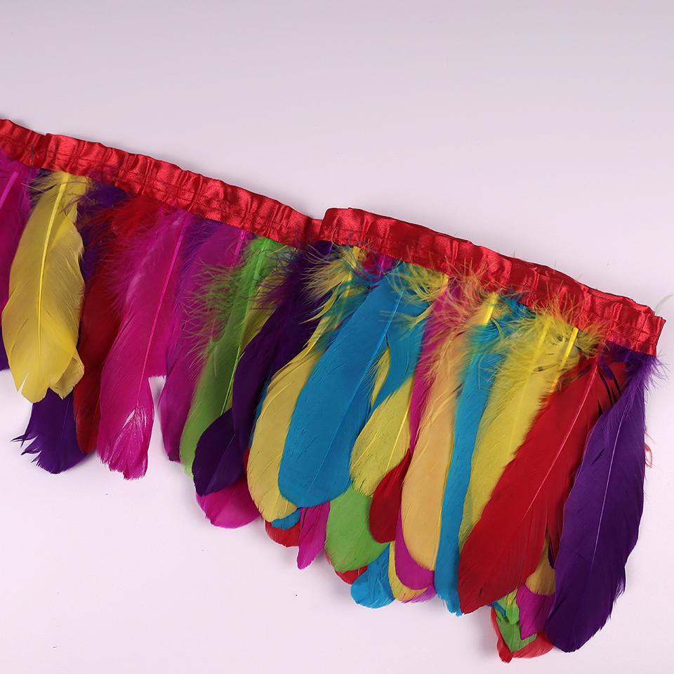 Отделка из гусиных перьев, лента-бахрома, 2 ярда/шт., швейные поделки, плюмаж для платья, юбки, настенное украшение для праздничной одежды