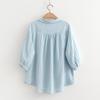 Oversize Women Shirts Japan Style Three Quarter Sleeve Solid Cotton Yarn Shirts for Women Summer Large Size Tops