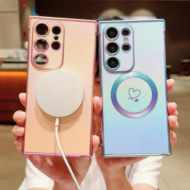 Чехол для телефона с блестками и градиентом цвета сияющий Love Heart для Samsung S24 Ultra S23 S22 Plus S21 S20 FE, ударопрочный, тонкий, для MagSafe TPU