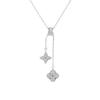 Fashion Four-Leaf Clover Tassel Collarbone Chain Double-Sided Zirconia Shell Stone Necklace Exquisite Luxury Ladies Necklace