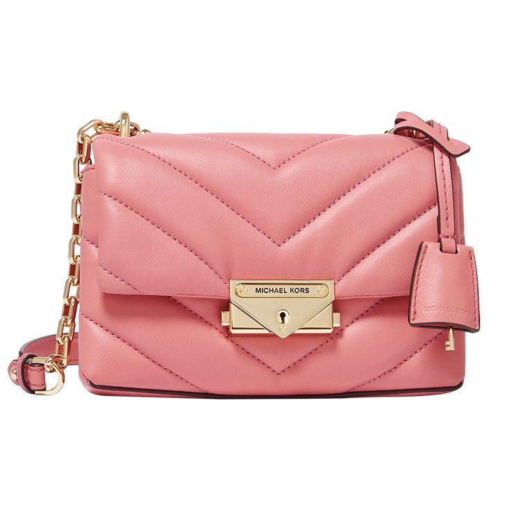 Michael Kors Mk Cece Gold Buckle Chain Solid Flap Commuter Lambskin Crossbody Shoulder Bag Women Bags Light-Pink 32T9G0EC1L-644