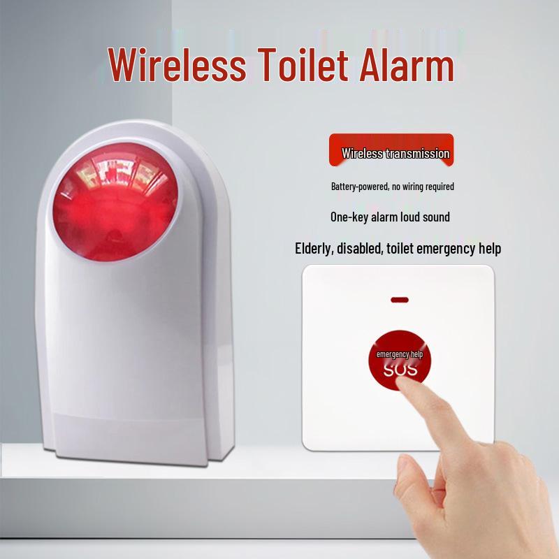 Elderly Emergency Wireless Sound & Light Alarm for Accessible Public Toilets