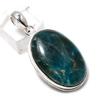 Neon Blue Apatite Gemstone Handmade 925 Sterling Silver Gift Pendant 1.81" z4G70
