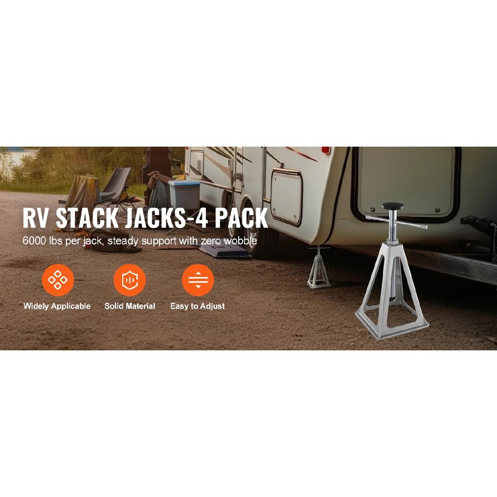 SucceBuy Stabilizer Jacks 4 Pack Aluminum RV Leveling Jacks Stack Jacks for RV Travel Trailer Camper Single Screw Jack 6000 Lbs