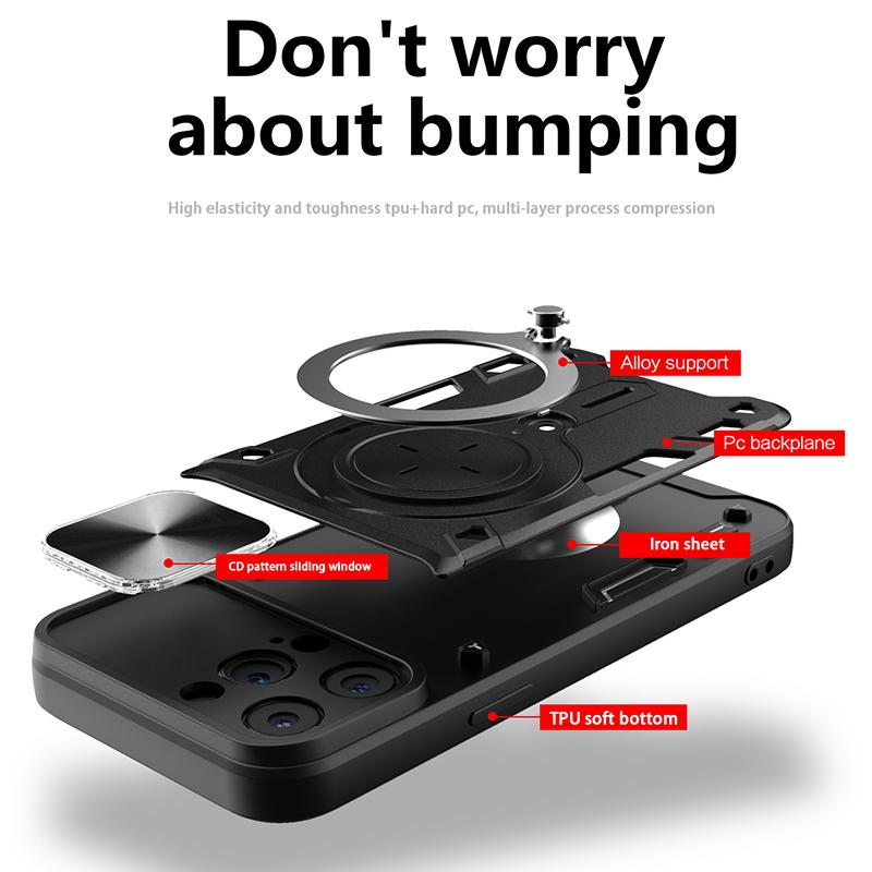 Противоударный защитный чехол-слайдер для iPhone 15 14 Plus 13 12 11 Pro Max XS X XR с кольцом-держателем, задняя крышка, магнитный чехол для телефона