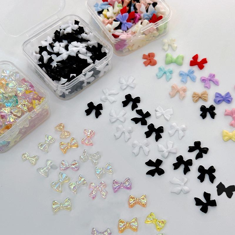 1Box Mixed Ribbon Bow Nails Decoration Nail Charm Resin Cartoon Nails Decoration Nail Art DIY Nails Accessories Stereoscopic