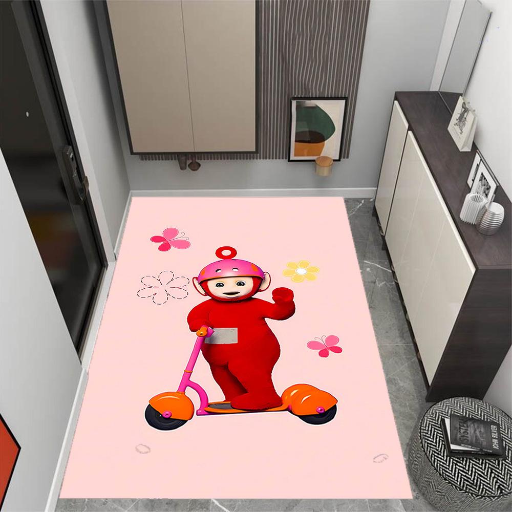 Teletubbies Scooter Adventure Themed Anti-Slip Rugs - Polyester Home Decor, Suitable for Bedrooms, Living Rooms, Doorways, Studios, and Decorations