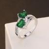 S925 Silver Plated Double Heart Zircon Rings for Women Colorful Sparkling Zirconia Ring Fashion Jewelry