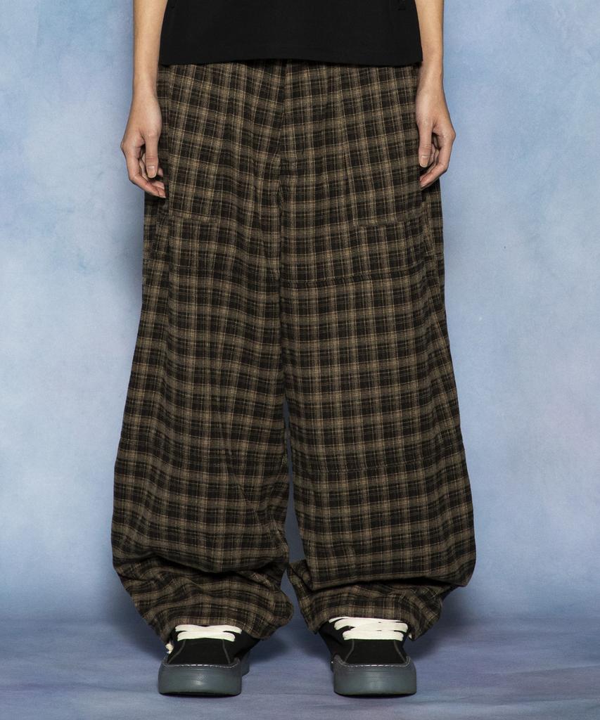 GLACK Gp181 Rope Tie Check Lounge Pants (Brown)