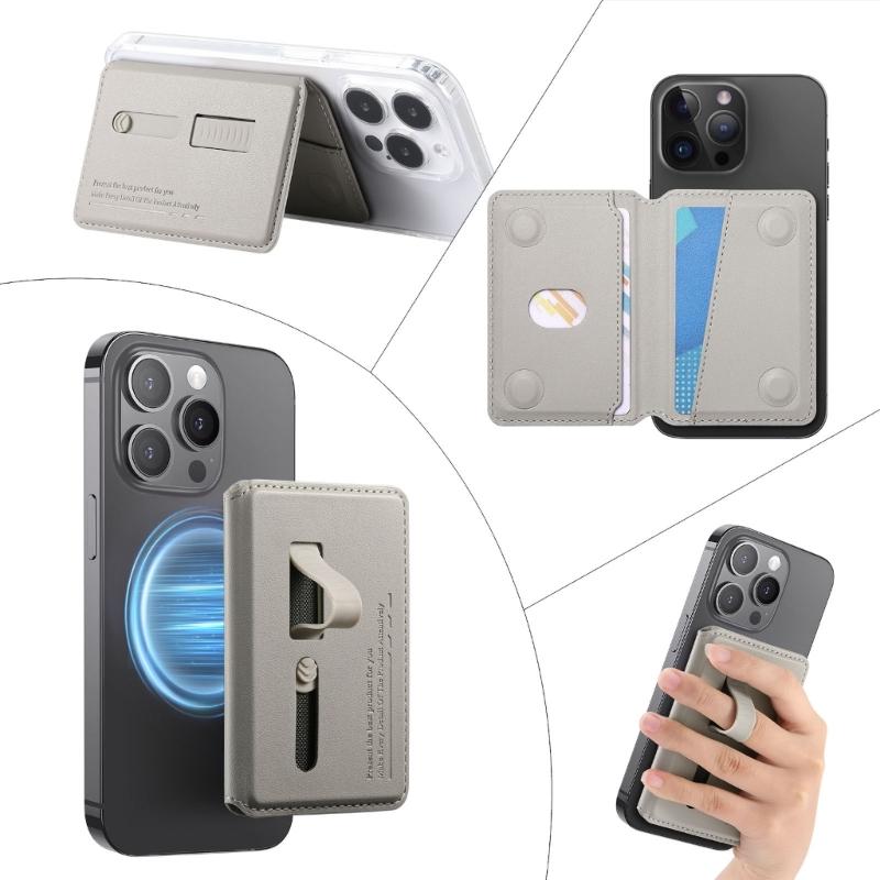 Регулируемый угол обзора Подставка для телефона Хранение карт Складная конструкция Магнитная задняя панель Конструкция из ПУ-кожи