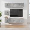 7 piece TV cabinet set concrete grey particleboard