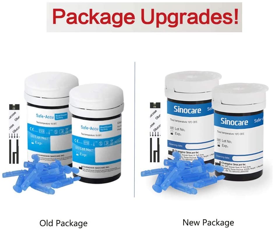 (for Safe-Accu)Sinocare Blood Glucose Test Strips Blood Sugar Test Strips 100/200/300/500pcs