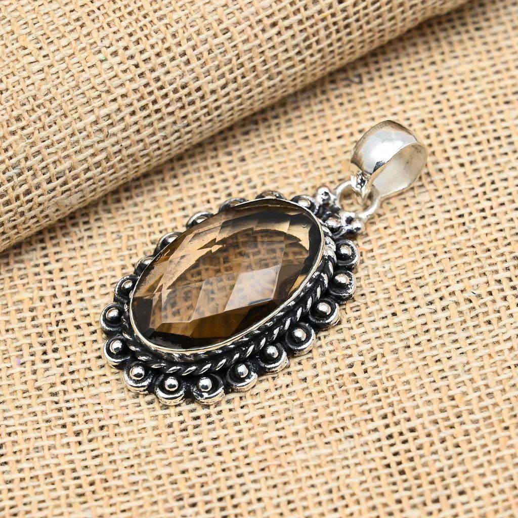Glorious Smoky Topaz Gemstone Handmade 925 Solid Sterling Silver Jewelry For Wedding Gifta