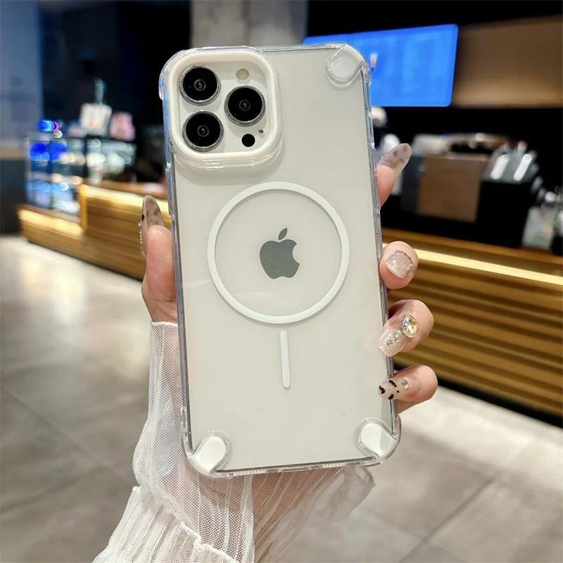 Роскошный прозрачный магнитный чехол Magsafe для iPhone 16 15 11 12 13 14 Pro Max Plus Armor противоударный мягкий силиконовый чехол