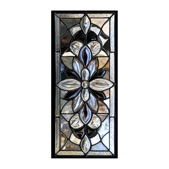 Geometric Window Film Rhombus Pattern Privacy Film Stained Glass Art Static Cling Sun Blocking Decal for Home Office Windows Glass Doors