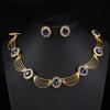 Ретро Набор Ожерелий с Драгоценными Камнями Геометрический Заявление Комплект Украшений Модный Набор Серьги в Комплекте Женский