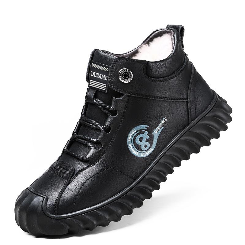 Осенне-зимняя мужская обувь, бархатная теплая хлопковая обувь, уличные нескользящие зимние ботинки