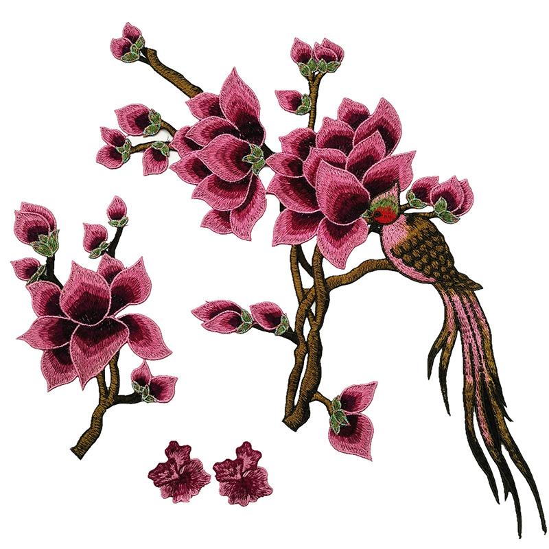 1 Набор Вышитая Магнолия DIY Швейные Аксессуары Сумка Вышивка Цветы для Джинсов Шляпы Аппликация Ремонт Тканевые Наклейки