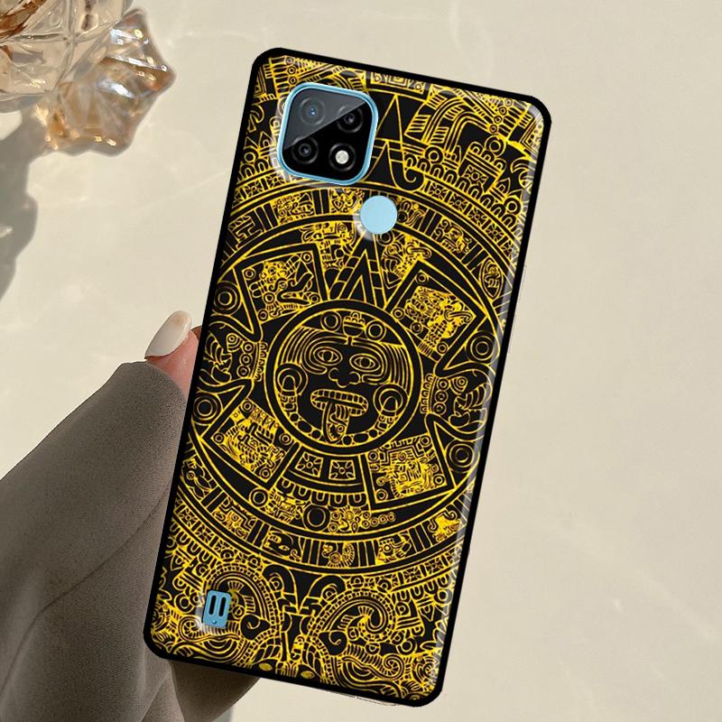 Aztec Calendar Mayan Native Stone For Realme 13 11 10 12 14 Pro Plus GT 5 6 6T GT7 Pro C67 C61 C53 C51 C21Y C25S C75 C55 Case