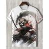 Summer Round Neck 3D Animal Warrior Print Top Fashionable Casual Short Sleeved Men's T-shirts