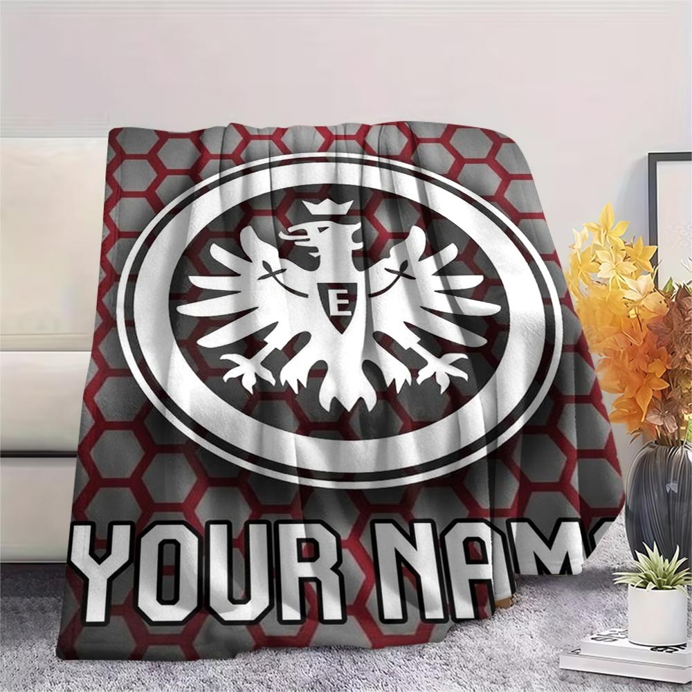 1PC Custom Name Eintracht Frankfurt Patterned Flannel Blanket Suitable For All Seasons for Home Decor Warmth and Comfort Gifts Holiday Present