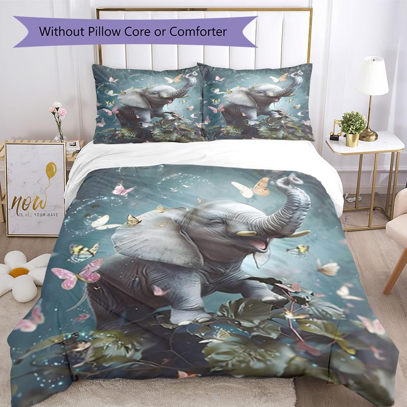 Floral Highland Cow Art 3‑Piece Bedding Set,Soft Breathable Duvet Cover & 3 Pillowcases,Multi‑Purpose for Bedroom Dorm Guest Room,Great Festival Birth