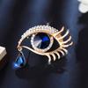 High Quality Crystal Rhinestones Blue Eye Brooch Pins Fashion Women's Dress Hat Shoes Decorated Jewelry