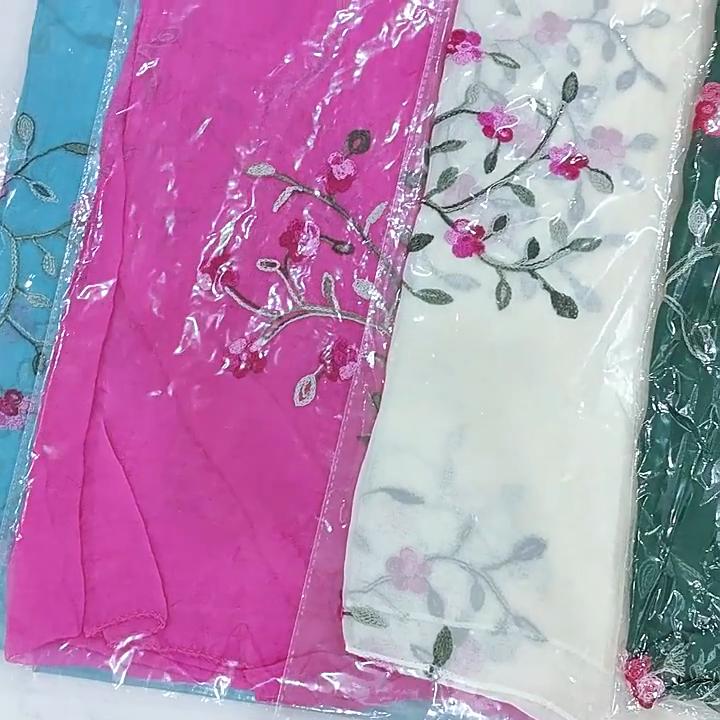 Chinese Style Embroidered Peach Blossom Chiffon Travel Sunscreen Shawl Muslim Hijab Scarf EMA
