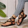 Women's Lightweight Summer Sandals - Black Cross-strap Flat Sandals, Comfortable and Casual Vacation Beach Shoes