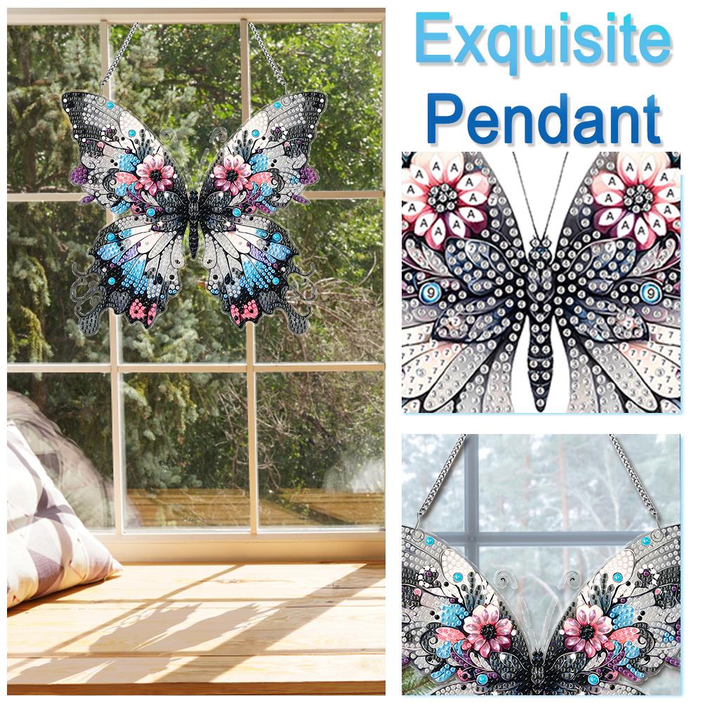 Butterfly Theme 2D/Flat DIY Special Shape Rhinestone Diamond Art Window Pendants Diamond Art Pendant Home Wall Decoration Crafts