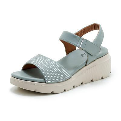 Обувь нового стиля Обувь со стразами Обувь на танкетке на липучке Повседневная женская обувь и сандалии