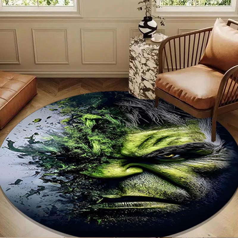 Hero Power Breaks Through Round Rug for Livingroom,Bedroom, Palyroom, Chair Rug, Area rug, Circle Carpet, Large Size Decor Fan Christmas gift