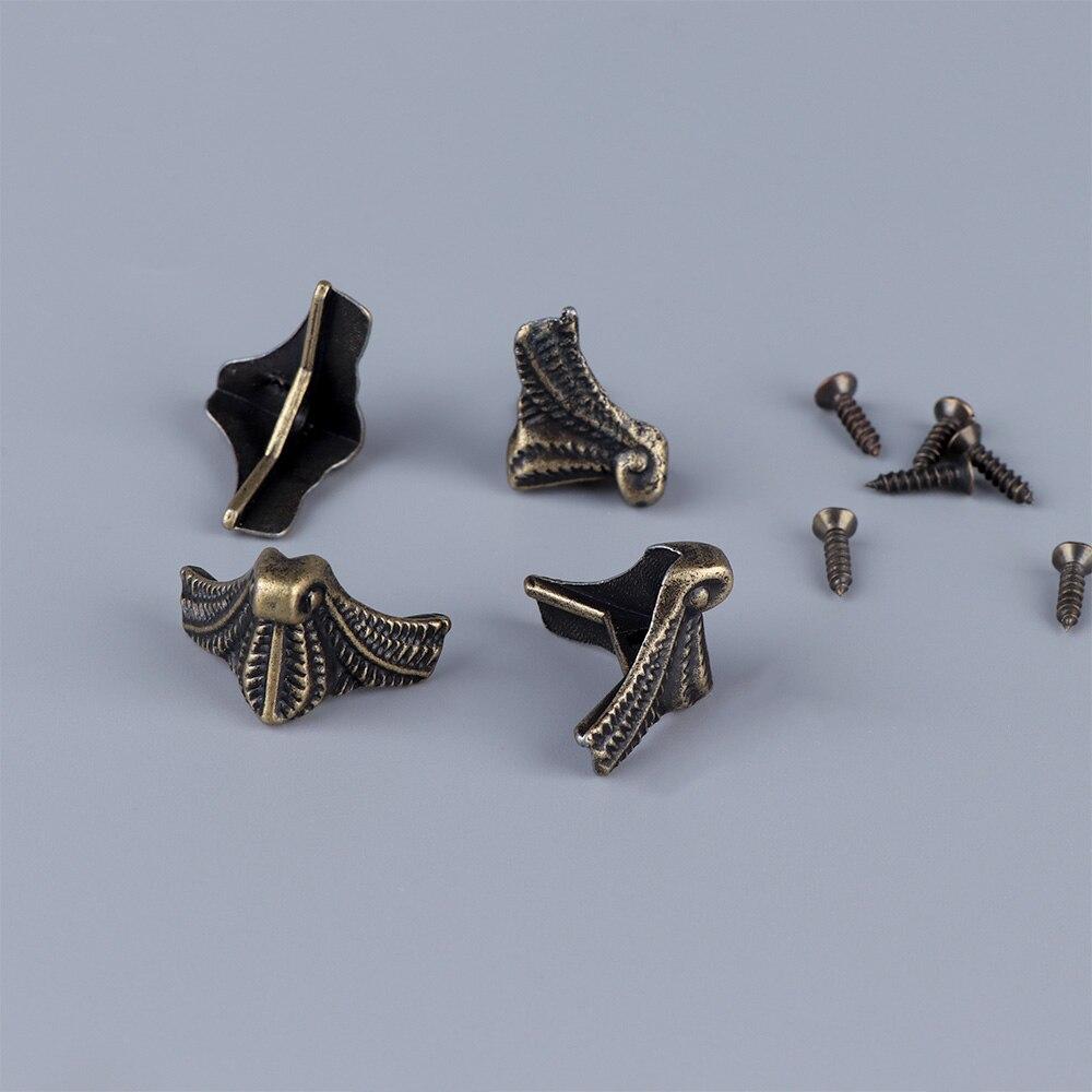 4 шт. антикварный угловой протектор, бронзовый сундук для ювелирных изделий, деревянный корпус, декоративные ножки, металлический угловой кронштейн, фурнитура