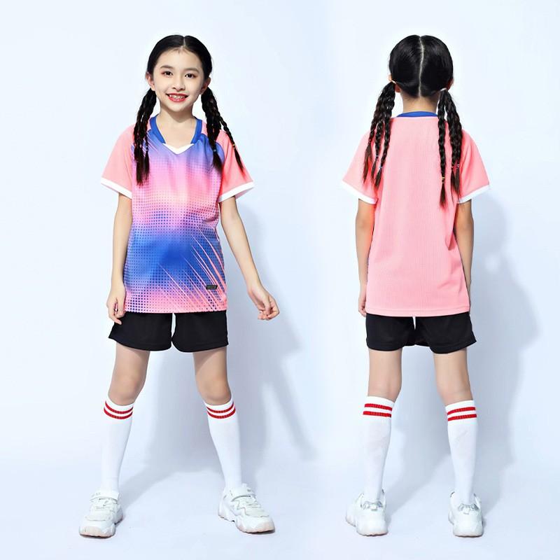 Kids Sports Set 4pcs Short Sleeve T-Shirt Shorts Compression Base Layer Badminton Tennis Volleyball Training Competition