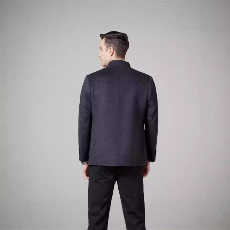 Осенне-зимняя мужская куртка с воротником-стойкой от известных брендов в деловом и повседневном стиле для пап среднего возраста, двусторонняя кашемировая куртка из шерсти