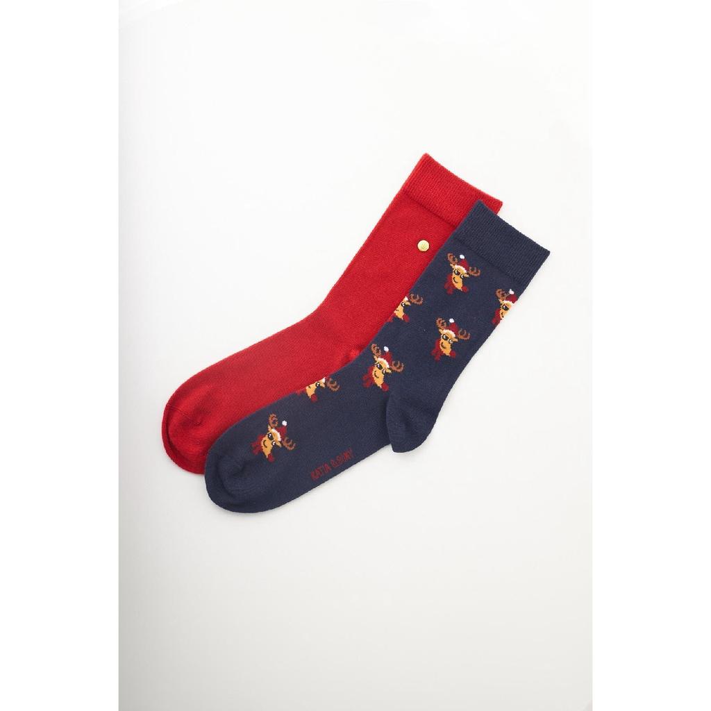 Мужские носки из 2 частей с новогодним рисунком оленя