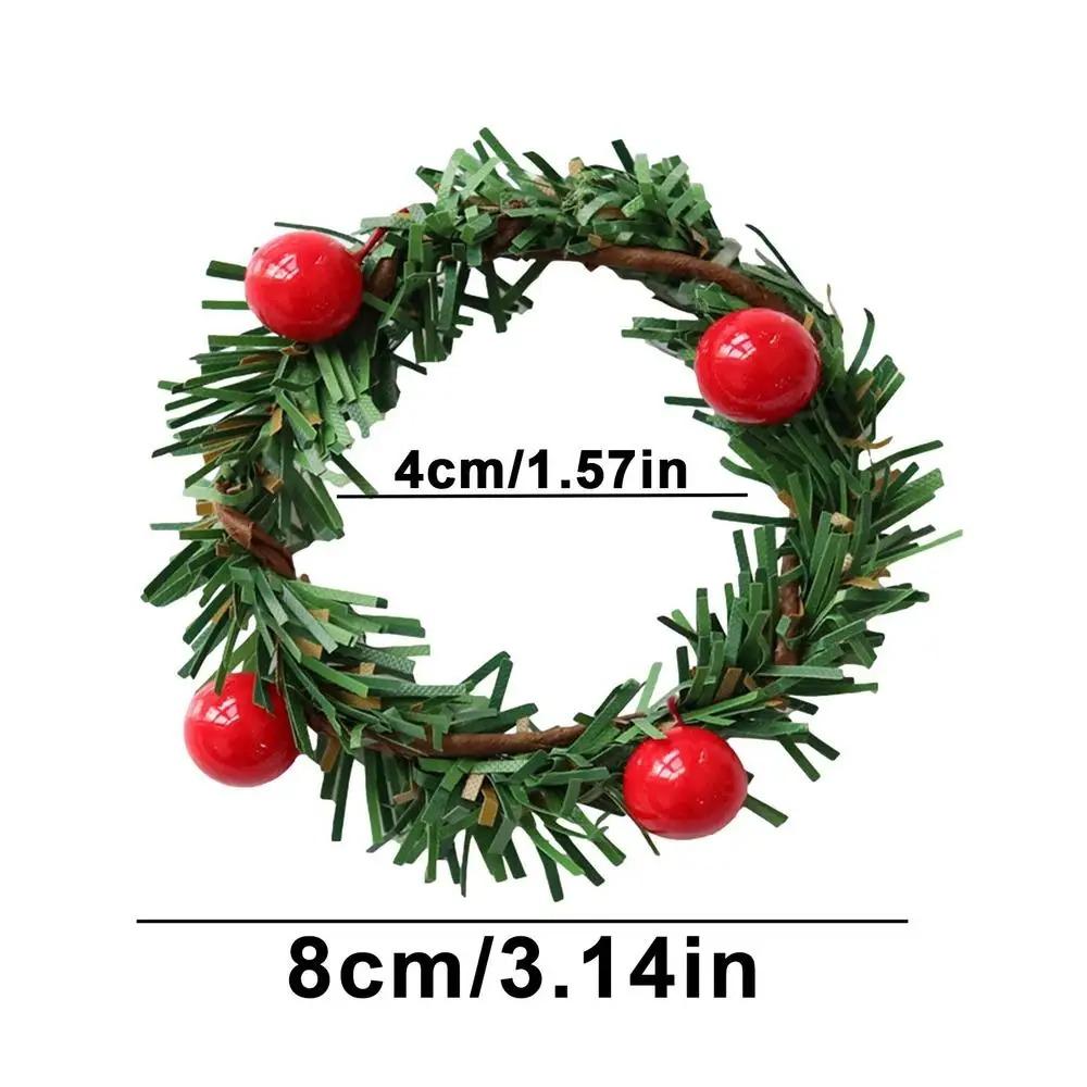 6pcs PVC Christmas Pine Needle Napkin Ring Simulation Napkin Buckle Creative Napkin Holder Xmas