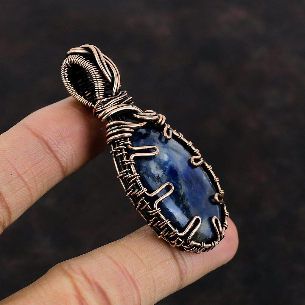 Sodalite Pendant Copper Wire Wrapped Gemstone Pendant Handmade Sodalite Jewelry Birthstone Pendant Gift For Mother Beautiful Copper Jewelry