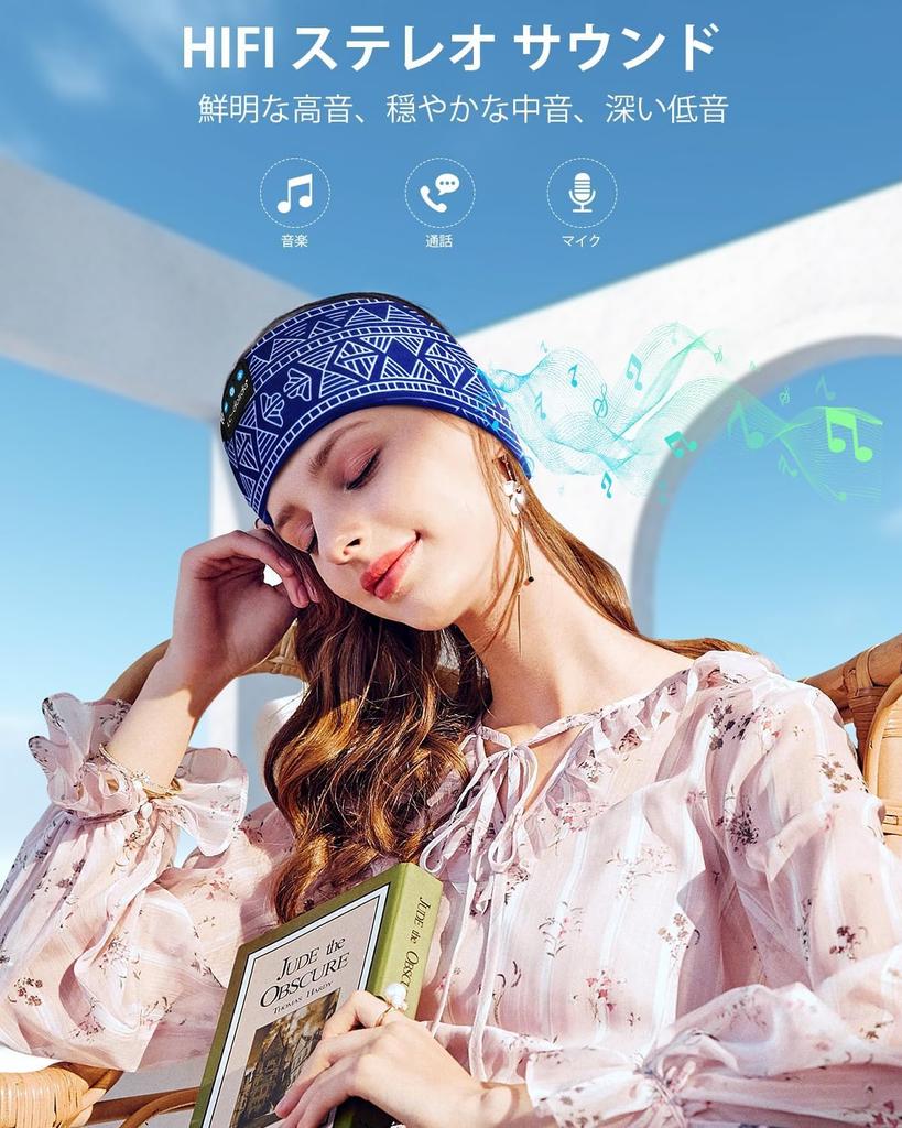 Наушники-повязка для Bluetooth беспроводных наушников для Hi-Fi Совместимы с iPhone Технически Сон Подходят для Темно-синего LC-dolida Накладные