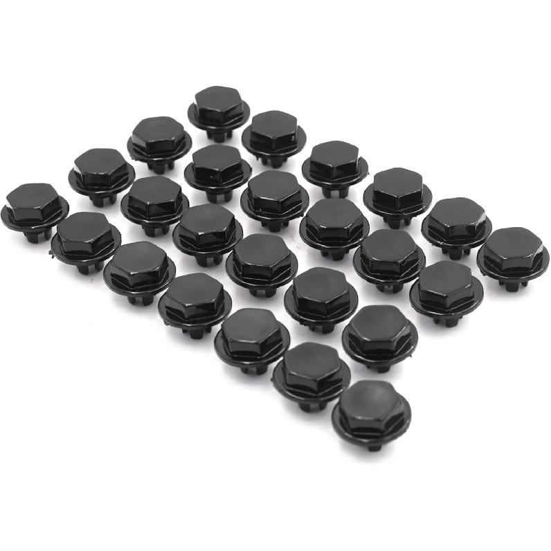 RTRHINOTUNING 50pcs 7.6mm(0.3in) Wheel Decorative Nail Universal Rim Lip Rivets Black Nut Replacement