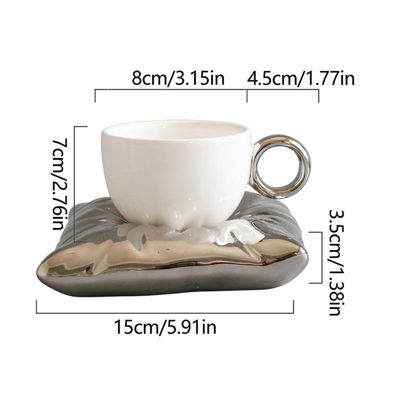 Modern Coffee Cups Pillow Coaster Decor Ceramic Mug Afternoon Tea Cup and Saucer Set Office
