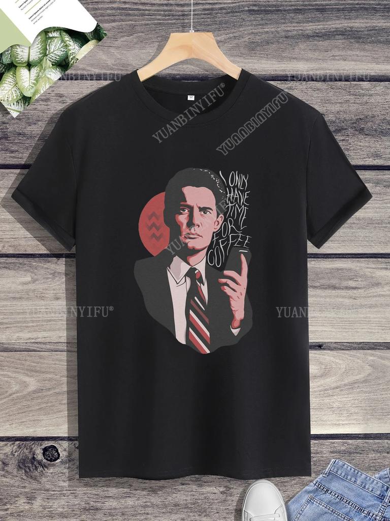 Хипстерская футболка с принтом Twin Peaks Унисекс Свободная футболка Топ Короткий рукав Круглый вырез Уличная Горячая Распродажа