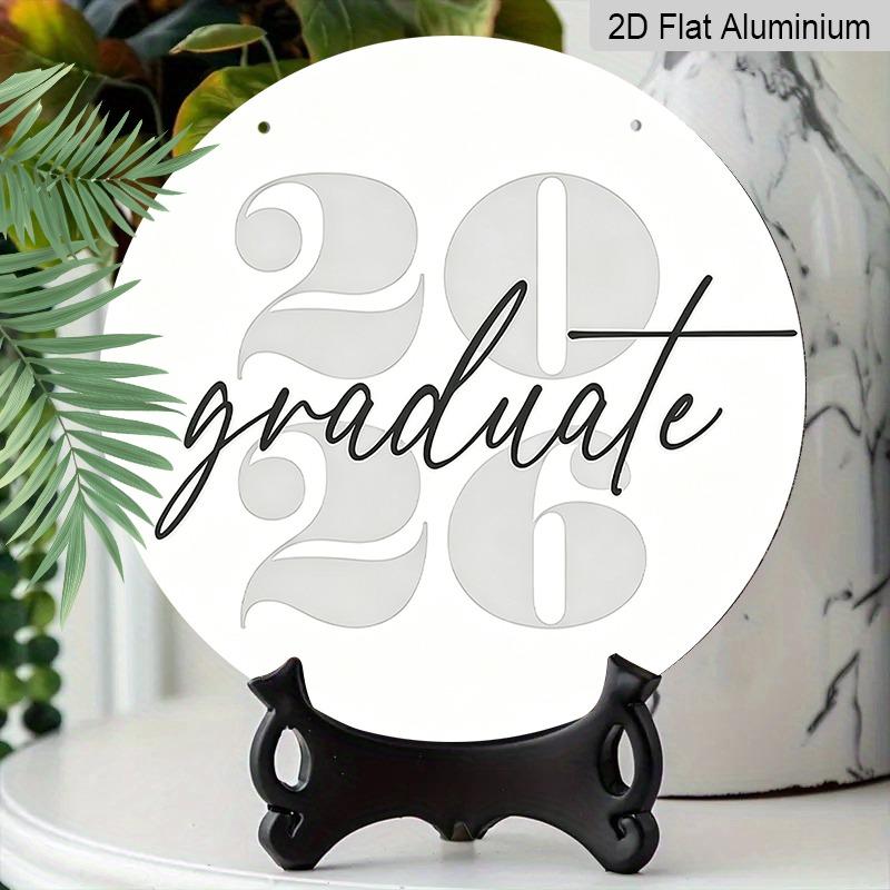 2D Flat Aluminum 2026 Graduation-themed Wall Hanging Souvenir Gift, Available in Various Sizes, Gray Tones and Handwritten Design, Ideal for Home