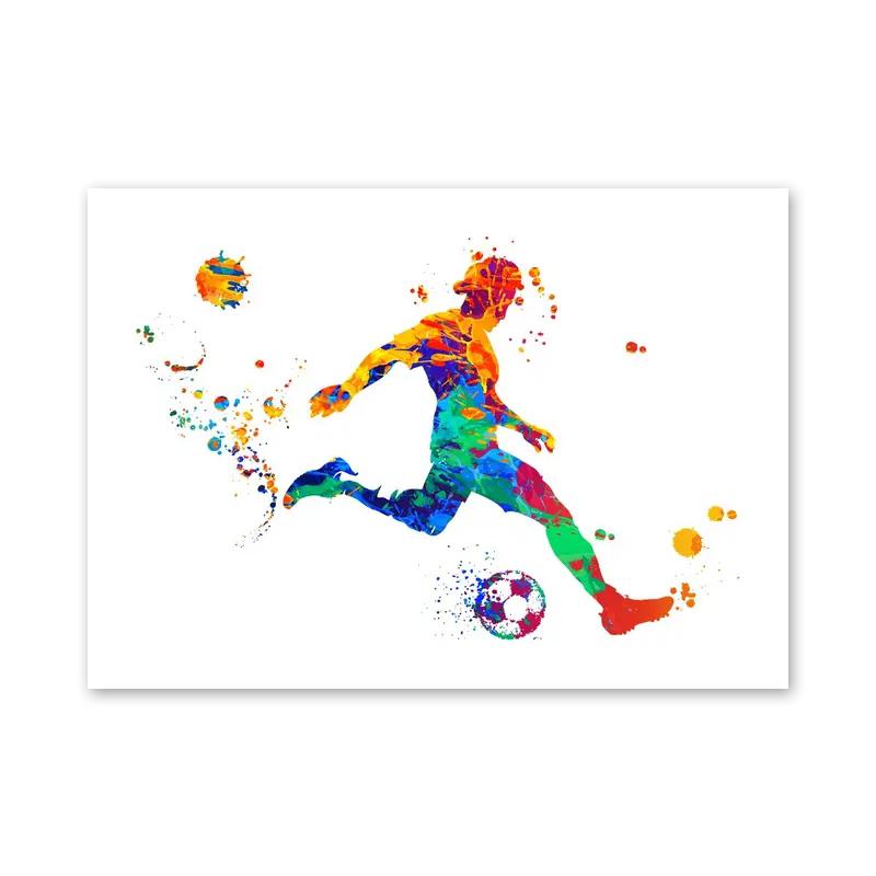 Абстрактные акварельные плакаты и принты молодые баскетболисты современное настенное искусство холст живопись для спортивных комнат украшение дома