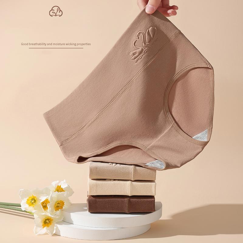 4 шт., хлопковые женские трусики с высокой талией, нижнее белье больших размеров, дышащие трусы, однотонные трусики, утягивающие женские трусы