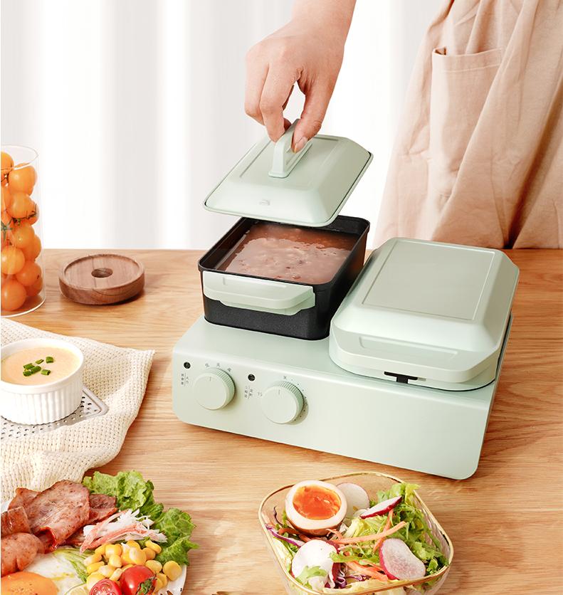 220 В бытовая электрическая вафельница 4 в 1 с антипригарным покрытием для домашнего завтрака, машина для выпечки хлеба и тортов, сковорода с 3 пластинами