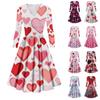 Women's Fashion Casual Valentine's Day Printed Long Sleeve V-Neck Sexy Dresses